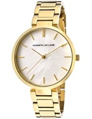 Kenneth Jay Lane Womens KJLane-1705 White Mother-Of-Pearl Dial Gold Ion-Plated Stainless Steel Watch