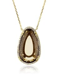 Suzanne Kalan "Vitrine" Pear Smokey Quartz and Diamond Necklace