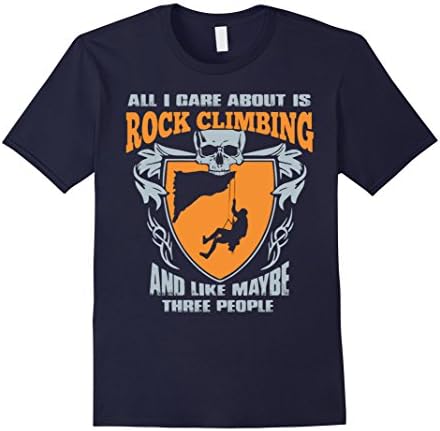 Men's All I Care About Is Rock Climbing T-Shirts Large Navy