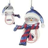 MLB 2.75" Striped Acrylic Snowman Baseball Ornament - Angels (Set of 4)
