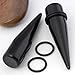 PiercingJ 16mm Pair air Acrylic Straight Ear Taper Plug Expander Stretching Gauge Kit Starter Black