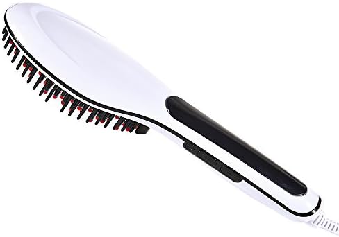 Uphair Brush Hair Straightener LCD Display, Instant Magic Silky Straight Hair Styling, Anion Hair Care, Anti Scald, Zero Damage, Massage Straightening Irons, Detangling Hair Brush (White)