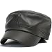ililily Vintage Genuine Leather Military Cadet Cap Army Camo style Hats (cadet-504)
