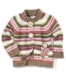 Greendog Baby Girl Stripe Flocked Cardigan