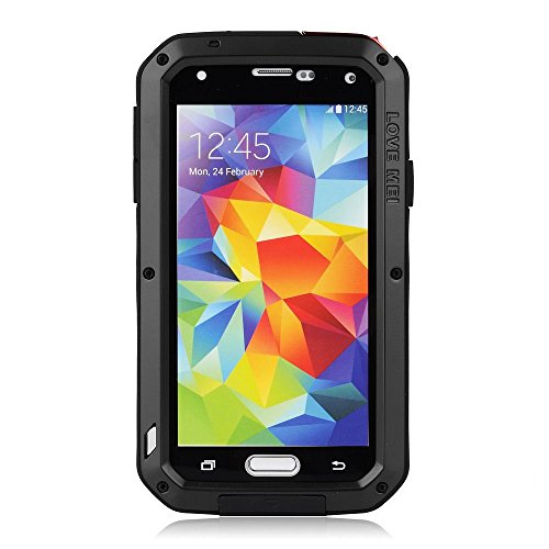 BB-YuHan Love MEI Samsung Galaxy S5 Case Aluminum,3-layer Corning Gorilla Glass Aluminum Metal Protective Samsung Galaxy S5 Case (Black)