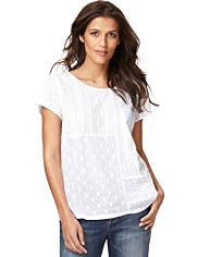 Indigo Collection Pure Cotton Dobby Spotted Top