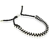 Mvrio Black ,Friendship Rio- Bracelet Black Thread and 925 Silver Plated, Friendship Bracelet Black Thread and Silver Plated with Silver Fastener 6 - 9