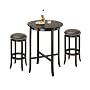 York Espresso Pub Table Set With 2 Leather Like Nailhead Swivel Bar Stools