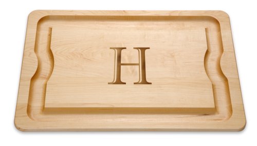 JK Adams 20-by-14-Inch Monogrammed Cutting Board, "H"