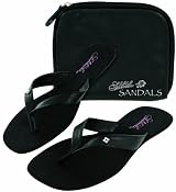 Sidekicks Foldable Flip Flop Sandals w/ Carrying Case BLACK LARGE