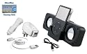Portable Folding Black Stereo Speaker with USB cable + FM Radio Transmitter with Car Cable + 3-in-1 Charger Kit for iPod iPhone Nano all Generations Incl. DBROTH Microfiber Cleaning cloth