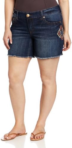 Seven7 Women's Plus-Size 6 Inch Embroidered Short, Cabana, 14