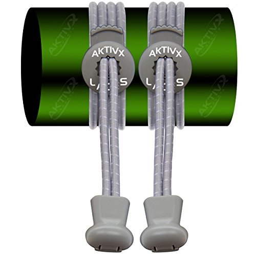 AKTIVX SPORTS No Tie Shoe Laces for Golf Shoes, Cool Gray