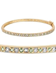 10k Yellow Gold 0.93 ctw Emerald Diamond Embellished Bangle Bracelet