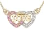 1/3 Carat Pink Sapphire and Diamond 14K Yellow Gold Love Necklace