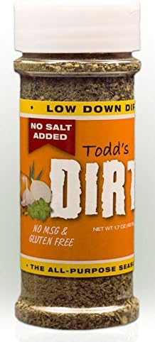 Todd’s DIRT - Low Down DIRT Small Bottle 1.7 oz, NO SALT Gourmet All Purpose Seasoning, Mild Savory Seasoning that’s GREAT ON EVERYTHING,100% All Natural With No MSG & Salt, Gluten-Free. 1.7 oz