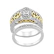 14K Two-Tone Gold Diamond Wedding Set - 0.68 Ct.