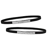 Set of 2 Message Bracelets- Black Rhinestone/ Black A-List
