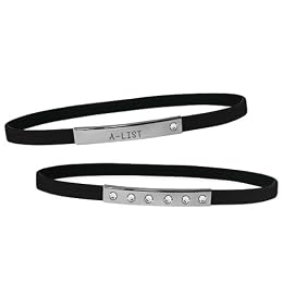 Set of 2 Message Bracelets - Black Rhinestone/ Black A-List : Target from target.com