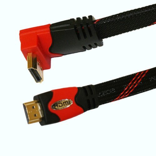 Ultra High Speed   90 Grad (rechtwinklig) FLAT HDMI-Kabel Ver. 1.4 mit Ethernet und Audio Return Channel. Unterstützt 1080p, 3D TV, 4K x 2K Video [Neueste Version] 6FT oder 1,8