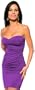 Sexy Fitted Strapless Ruched Evening Club Party Womens Mini Dress, Small, Purple