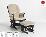 Dutailier Foam/Round Back Cushion Design Sleigh Glider Multiposition, Recline and Ottoman Combo, Beige