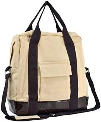 Canvas Beige Slouchy Top Double Handle Cross Body Shoulder Bag Shopping Tote Handbag Backpack for Girls