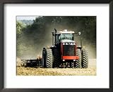 4 Wheel Drive Tractor Pulling a Disc Harrow, Cotswolds, England Photography Framed Art Poster Print by Martin Page, 22x18