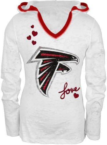 Atlanta Falcons - Hearts Girls Youth Soft Hooded Long Sleeve 20 White
