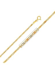 14K Tri-color Gold 1.5mm Valentino Diamond Cut Chain Necklace with Spring Clasp - 18" Inches