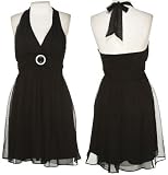 JOHNNY MARTIN Black Chiffon Halter Dress