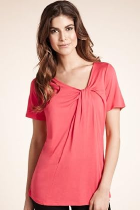 V-Neck Short Sleeve Drape Jersey Top