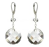 Sterling Silver Swarovski Crystal Elements Crystal Silver Shade Round Twist and Rondelle Drop Earrings