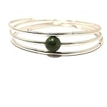 Jade Bracelet 03 Wrap Green Nephrite Stone Genuine Crystal Healing Gemstone Silver Memory Wire Coil Triple Layer