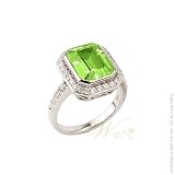 STUDIO 925: *PERIDOT 5CT CZ LEHMAN EMERALD CUT RING*