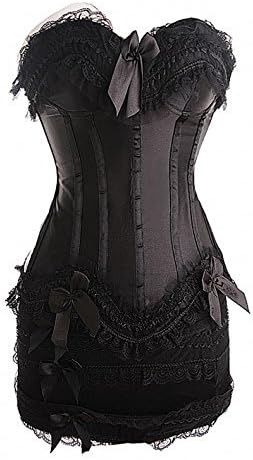 Jemis Women' s Super Sexy Shapewear Bustier Croset + Mini Dress Set Black US Size L