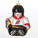 Pack of 2 NHL New Jersey Devils Hockey Snowman Glass Christmas Ornaments 5.5"