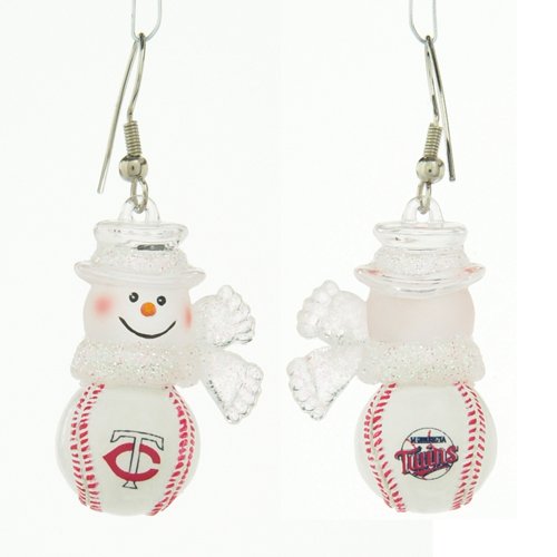 Pack of 10 Pairs of MLB Minnesota Twins Snowman Baseball Earrings