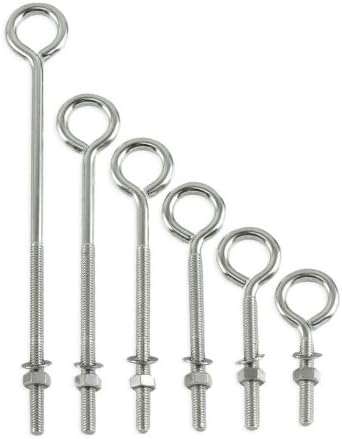 1/4" Stainless Steel Turned Eye Bolts - Choose 1" to 7" Length - Grade 316 SS