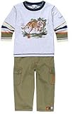 Le Top Baby Kids Clothing Dino-Mite Double Sleeve Shirt & Olive Green Canvas Pant with Triceratops