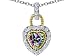 1.25 cts 925 Two Tone Sterling Silver and Genuine Heart Shaped Mystic Rainbow Topaz Pendant