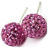 STUDS CRYSTAL 8MM-PINK:Pink Rose crystal,Silver Swarovski crystal earrings by utopia - 8MM - bling bling!! - silver studs - made with over 100 Swarovski crystals, post and clip 925 silver studs. the Utopia collection