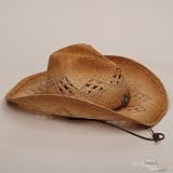 Vented Tea Stained Raffia Cowboy Hat-Vented Dark