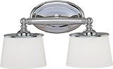 Tucson - 2 Light Bathroom Vanity Lighting Fixture - Polished Chrome - White Opal Oval Shaped Glass - B4702