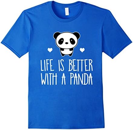Men's Life Is Better With A Panda Animal Bear Hearts T-Shirt Small Royal Blue