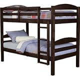 WE Furniture Twin / Twin Solid Wood Bunk Bed - Espresso