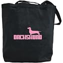 Canvas Tote Bag Black " Retro Dachshund " Dog