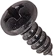 Steel Sheet Metal Screw, Black Zinc Plated Finish, Pan Head, Phillips Drive, Type AB, #6-20 Thread Size, 3/8" Length (Pack of 100)