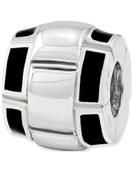 Reflection Beads Silver Black Tiled Bali Bead