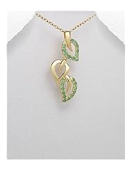 Leaf Gem Stones Pendant Necklace In 92.5 Sterling Silver